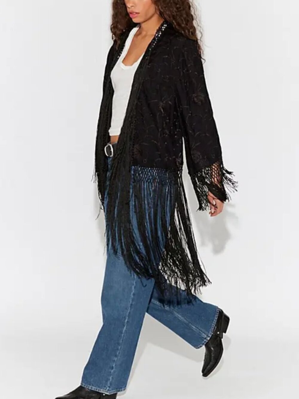 NWT Free People London Nights Piano Duster in Black